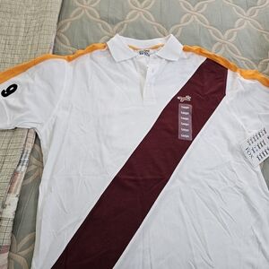 White and Orange Men's Polo Shirt